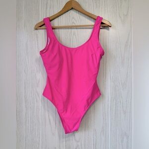 Summer Mae Retro U-Back Tummy Control One-Piece Swimsuit Barbie Pink Size L NWT